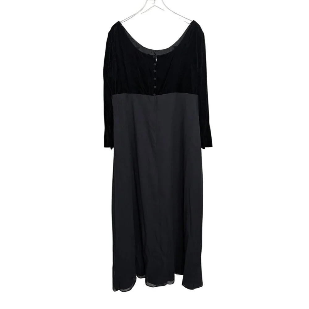 Bill Levkoff Velvet Maxi Dress Womens Size 40/XL US Black Empire Waist Vintage